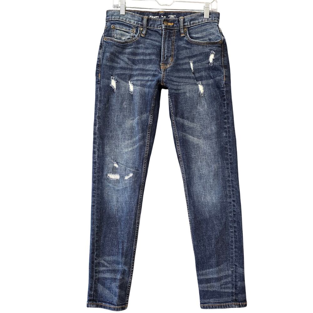 Old Navy Blue Jeans Relaxed Slim Tapered Size 30 Distressed Built In Flex Men's